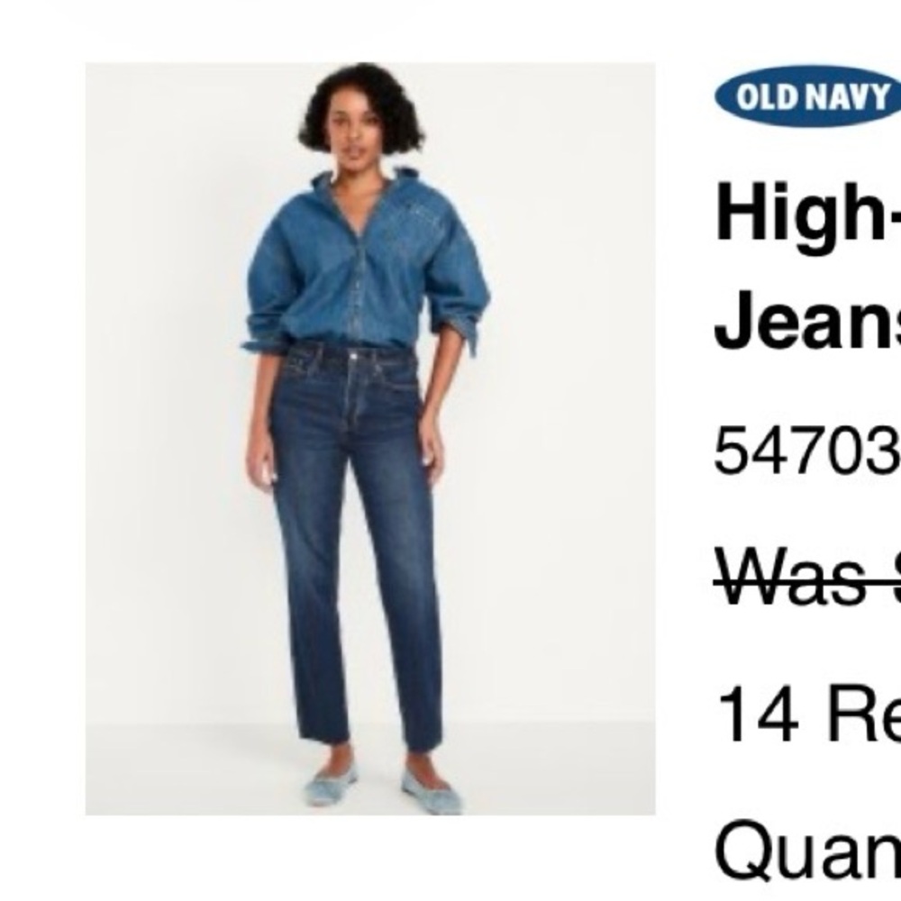Old Navy Jeans High-Rise OG Straight Size 14 Regular Dark Wash Raw Hem - Picture 3 of 9
